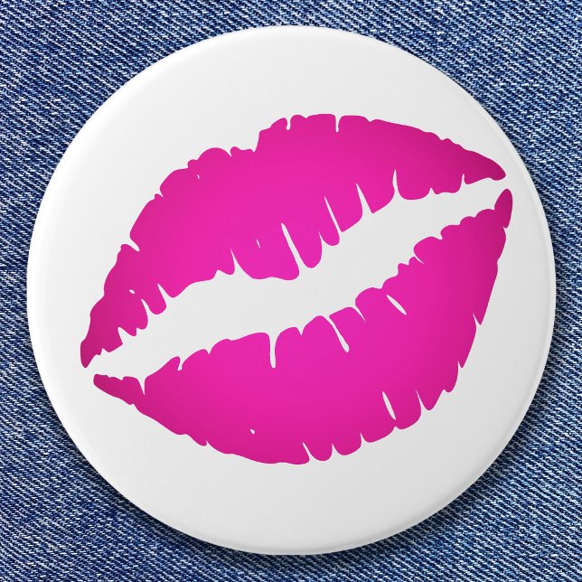 Badge Rond 7,6 Cm Baiser d'Ombre rose chaud (Hot Pink Kiss Stain Button)