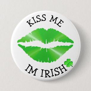 Badge Rond 7,6 Cm Baiser-Moi, Bouton Jour de la Saint Patrick Irland