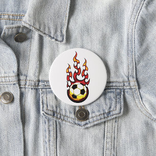 Badge Rond 7,6 Cm Bal De Football En Feu