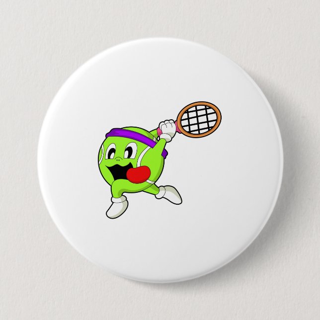 Badge Rond 7,6 Cm Bal de tennis avec raquette de tennis (Devant)