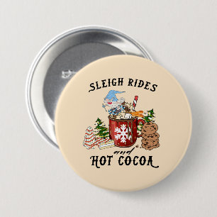 Badge Rond 7,6 Cm Balades en traîneau et cacao chaud - Gnome scandin