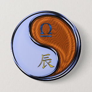 Badge Rond 7,6 Cm Balance & Dragon de Bois