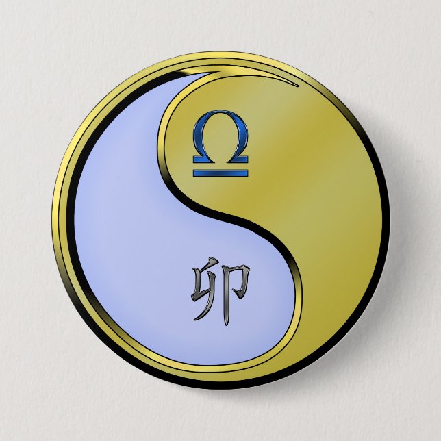 Badge Rond 7,6 Cm Balance & Lapin de Métal (Devant)