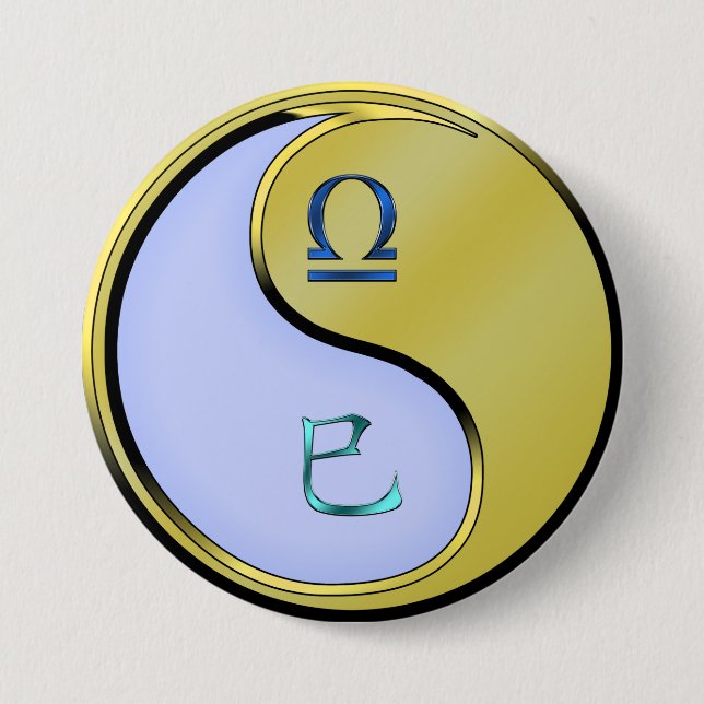Badge Rond 7,6 Cm Balance & Serpent de Métal (Devant)