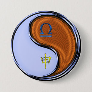 Badge Rond 7,6 Cm Balance & Singe de Bois