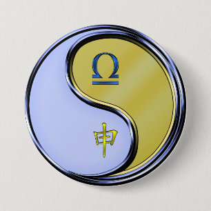 Badge Rond 7,6 Cm Balance & Singe Métallique