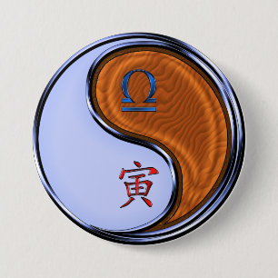 Badge Rond 7,6 Cm Balance & Tigre de Bois