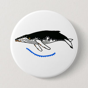Badge Rond 7,6 Cm BALEINE cool - Nature -
