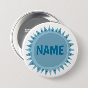 Badge Rond 7,6 Cm Balise de nom de la PERSONNALISER IT Blue Sunshine
