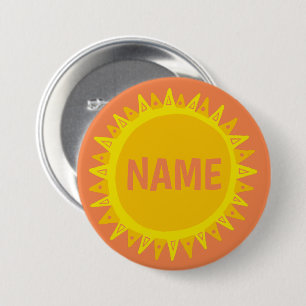 Badge Rond 7,6 Cm Balise de nom de la PERSONNALISER IT Jaune Orange 