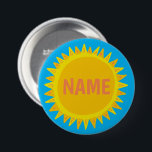 Badge Rond 7,6 Cm Balise de PERSONNALISER IT Bleu Jaune Nom Sunshine<br><div class="desc">Décorez votre tenue avec ce bouton d'art cool. Ça fait un grand cadeau ! Vous pouvez le customiser et ajouter du texte. Consultez ma boutique pour plus de couleurs et de motifs ! Faites-moi savoir si vous aimeriez quelque chose de personnalisé aussi.</div>