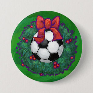 Badge Rond 7,6 Cm Balle de football Noël