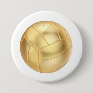Badge Rond 7,6 Cm Balle de volley-ball ou ballon de football doré