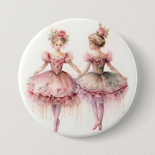 Badge Rond 7,6 Cm Ballet Casse-Noisette, Rosebuds (Devant)