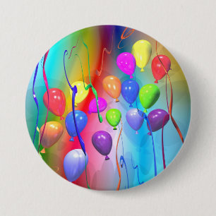 Badge Rond 7,6 Cm Ballons d'anniversaire lumineux