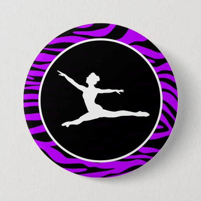 Badge Rond 7,6 Cm Bandes Zébrées Électriques Violettes; Ballet (Devant)