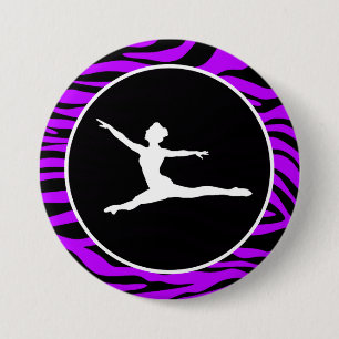 Badge Rond 7,6 Cm Bandes Zébrées Électriques Violettes; Ballet