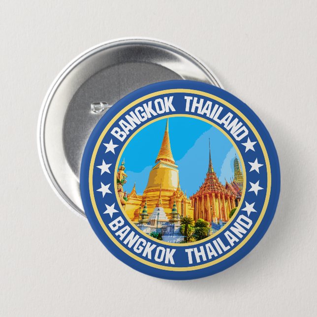 Badge Rond 7,6 Cm Bangkok Thailand                                   (Devant & derrière)