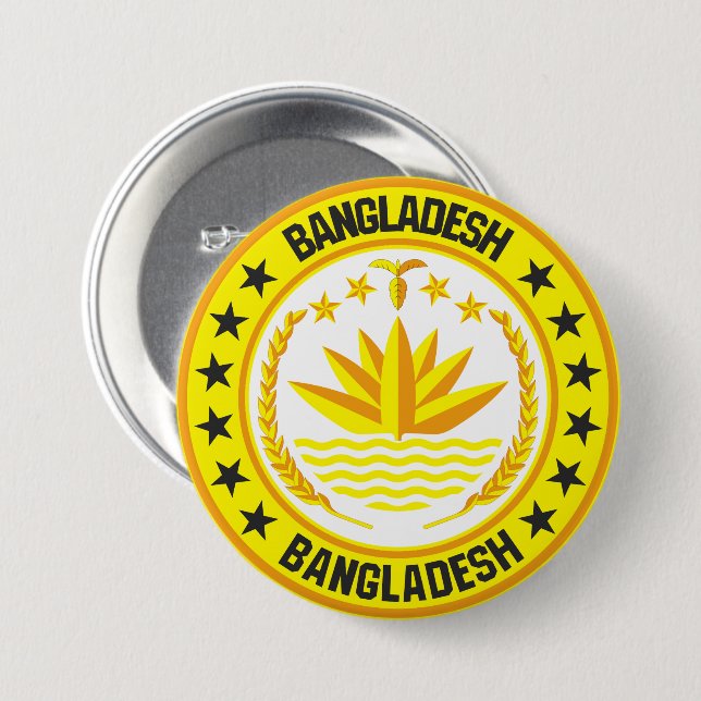 Badge Rond 7,6 Cm Bangladesh (Devant & derrière)