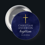 Badge Rond 7,6 Cm Baptême Boy Elégant Royal Blue<br><div class="desc">Baptême Boy Elegant Royal Blue bouton. Éléments correspondants disponibles.</div>