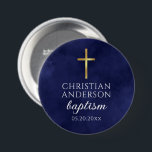 Badge Rond 7,6 Cm Baptême Boy Elégant Royal Blue<br><div class="desc">Baptême Boy Elegant Royal Blue bouton. Éléments correspondants disponibles.</div>