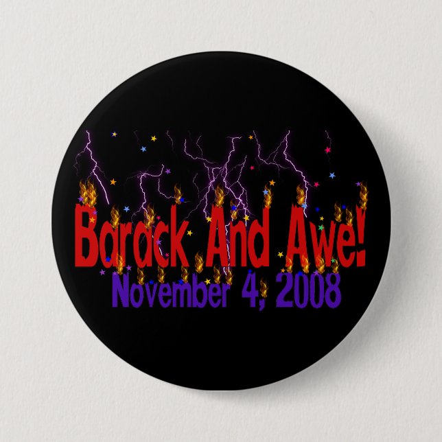 Badge Rond 7,6 Cm Barack et crainte (Devant)
