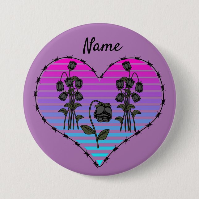 Badge Rond 7,6 Cm Barbed Wire Heart (Devant)