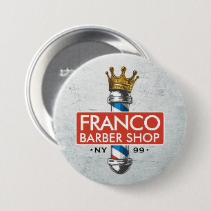 Badge Rond 7,6 Cm Barber Hair Shop King Crown Barber Pole Hair Salon