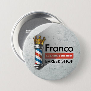 Badge Rond 7,6 Cm Barber Hair Shop King Crown Barber Pole Hair Salon