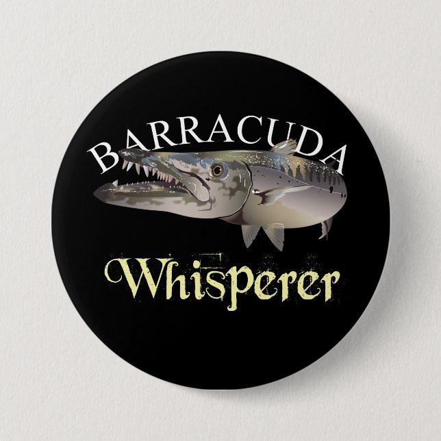 Badge Rond 7,6 Cm Barracuda Whisperer de couleur foncée (Devant)