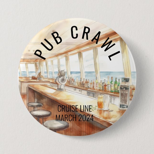 Badge Rond 7,6 Cm Barre de ligne de croisière du pub Party (Devant)