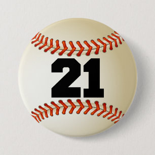 Badge Rond 7,6 Cm Base-ball du numéro 21