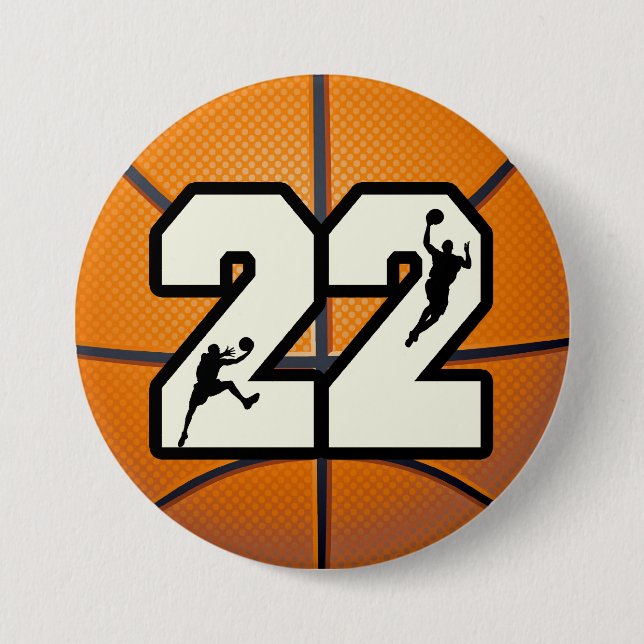 Badge Rond 7,6 Cm Basket-ball du numéro 22 (Devant)