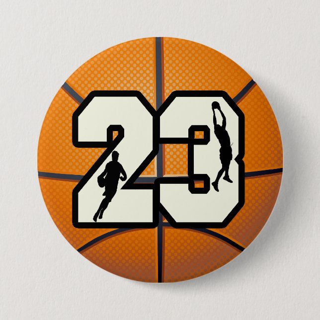 Badge Rond 7,6 Cm Basket-ball du numéro 23 (Devant)