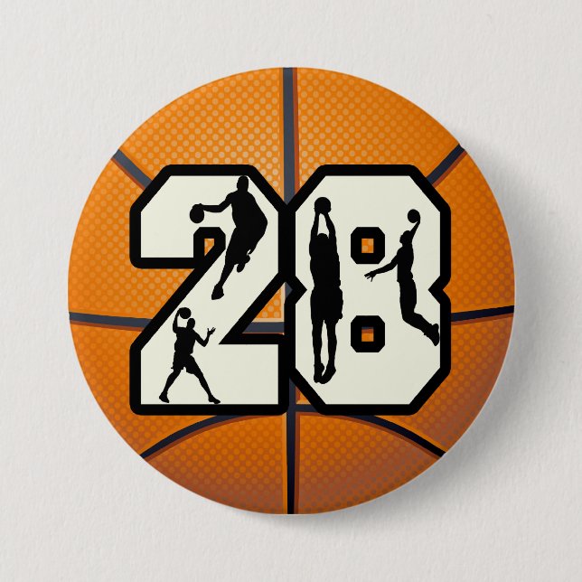 Badge Rond 7,6 Cm Basket-ball du numéro 28 (Devant)