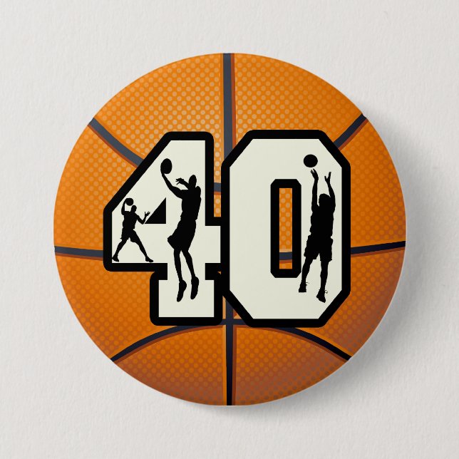 Badge Rond 7,6 Cm Basket-ball du numéro 40 (Devant)