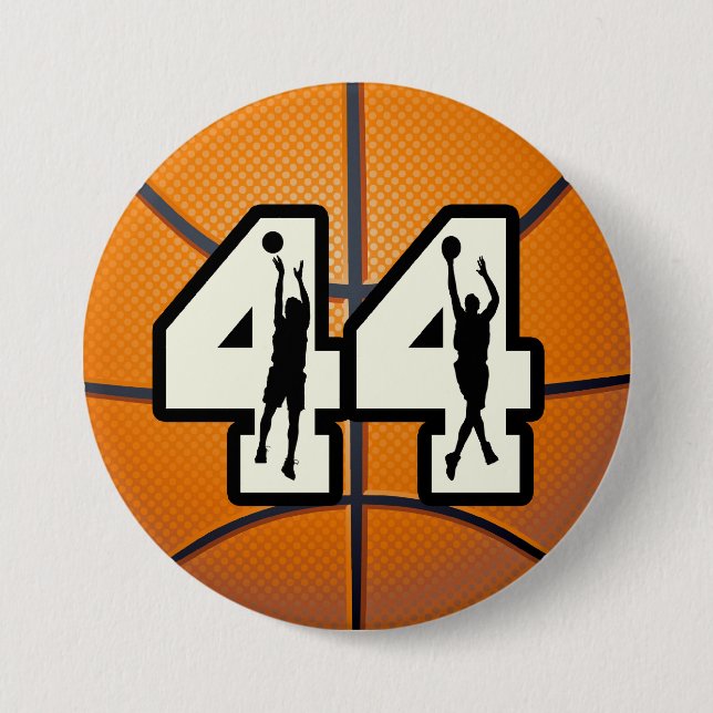 Badge Rond 7,6 Cm Basket-ball du numéro 44 (Devant)