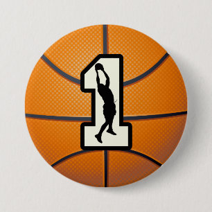 Badge Rond 7,6 Cm Basket-ball et joueur du numéro 1