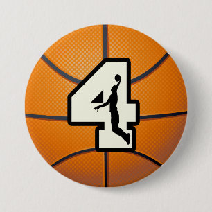 Badge Rond 7,6 Cm Basket-ball et joueur du numéro 4