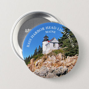 Badge Rond 7,6 Cm Bass Harbour Head Lighthouse Maine Grosse broche à