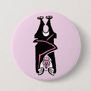 Badge Rond 7,6 Cm BAT noir et rose cool - Graphique animal en voie d