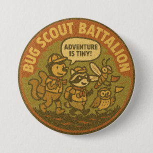 Badge Rond 7,6 Cm Bataillon de scout insecte animal Aventure minuscu