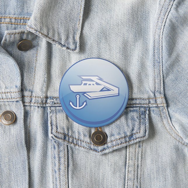 Badge Rond 7,6 Cm Bateau et Ancre Marine nautique (Créateur téléchargé)