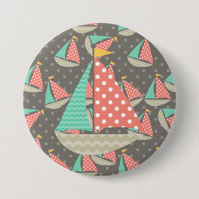 Badge Rond 7,6 Cm Bateaux à gros (Devant)