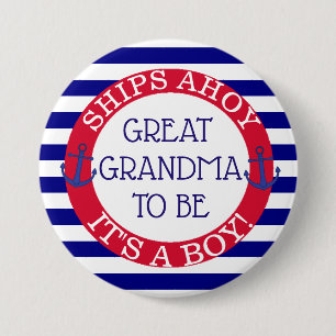 Badge Rond 7,6 Cm Bateaux oh, son une grand-maman de baby shower de