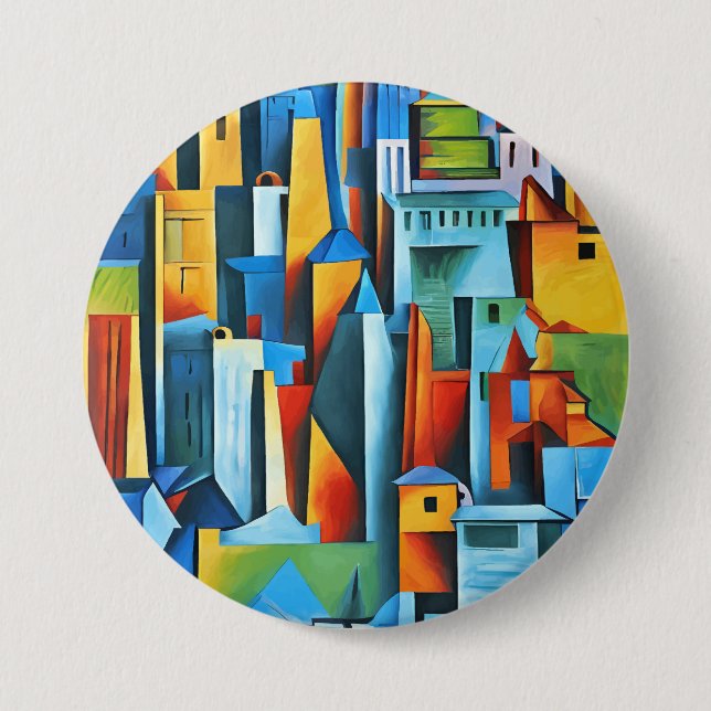 Badge Rond 7,6 Cm Bâtiments Cityscape Abstraits Gratte-ciel Art (Devant)