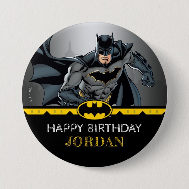 Badge Rond 7,6 Cm Batman | Chalkboard Joyeux anniversaire (Devant)