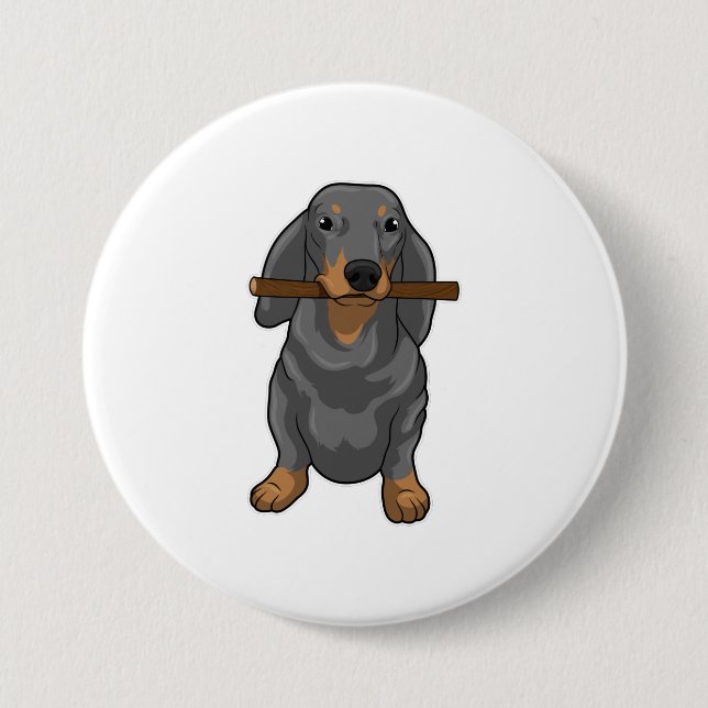 Badge Rond 7,6 Cm Bâton Dachshund (Devant)