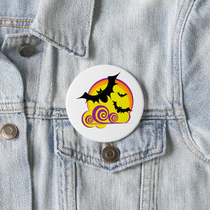 Badge Rond 7,6 Cm Bats volants Pleines lunes nocturnes d'Halloween