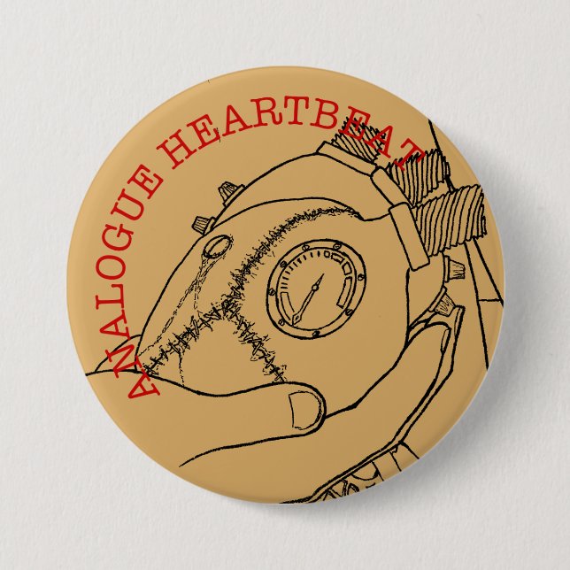 Badge Rond 7,6 Cm Battement de coeur analogue (Devant)